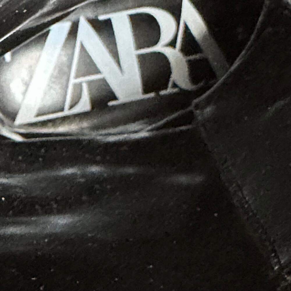Zara Black Croc Embossed Combat Boots Platform Lug Sole Lace Up EU 39 US 8 - Picture 12 of 12